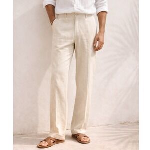 Island Importer Amalfi Linen Trousers Natural Beige Mens 38 Unhemmed NWT Resort